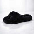 Faux Fur Lined Open‑Toe Slippers – Flat Flip Flop Style - Luxxella