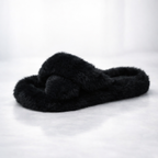 Faux Fur Lined Open‑Toe Slippers – Flat Flip Flop Style - Luxxella