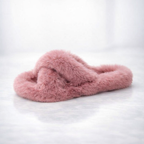 Faux Fur Lined Open‑Toe Slippers – Flat Flip Flop Style - Luxxella