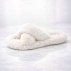 Faux Fur Lined Open‑Toe Slippers – Flat Flip Flop Style - Luxxella