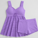 2-Piece Swim Dress Tummy Control Bathing Suit Tankini with shorts - Luxxella