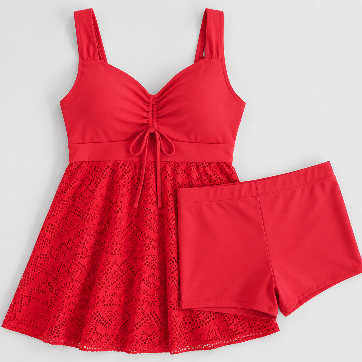 2-Piece Swim Dress Tummy Control Bathing Suit Tankini with shorts - Luxxella