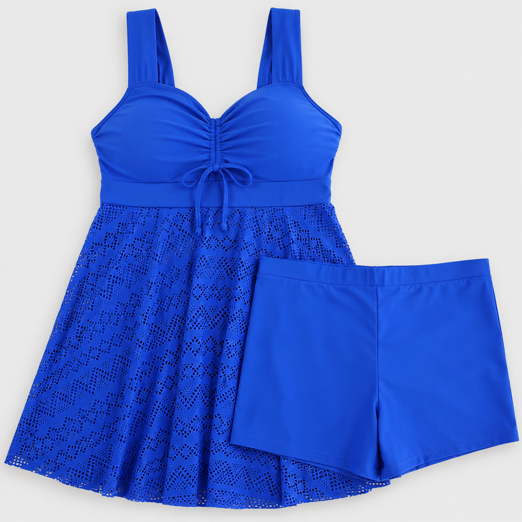 2-Piece Swim Dress Tummy Control Bathing Suit Tankini with shorts - Luxxella