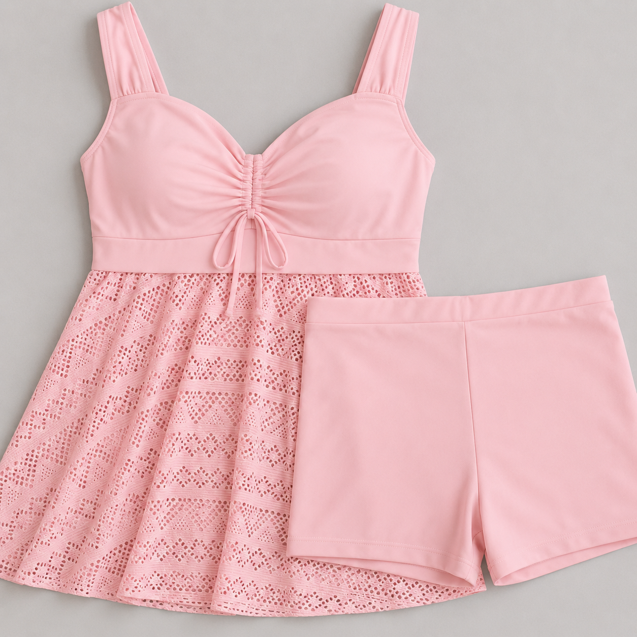 2-Piece Swim Dress Tummy Control Bathing Suit Tankini with shorts - Luxxella