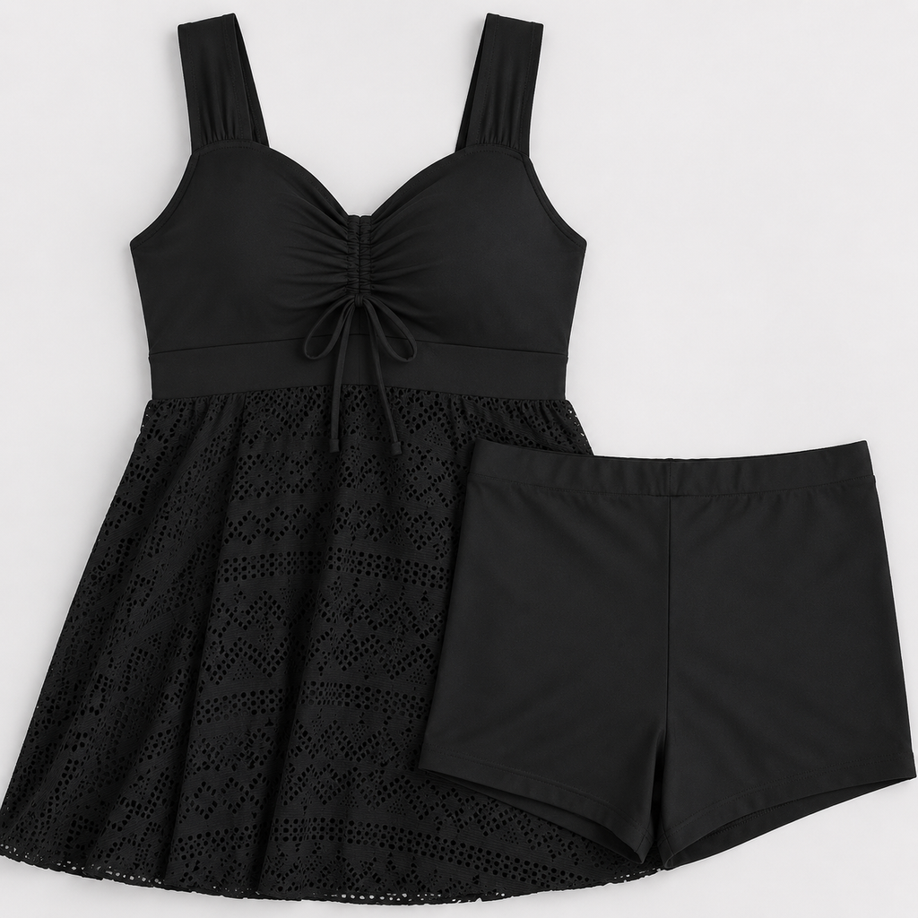 2-Piece Swim Dress Tummy Control Bathing Suit Tankini with shorts - Luxxella