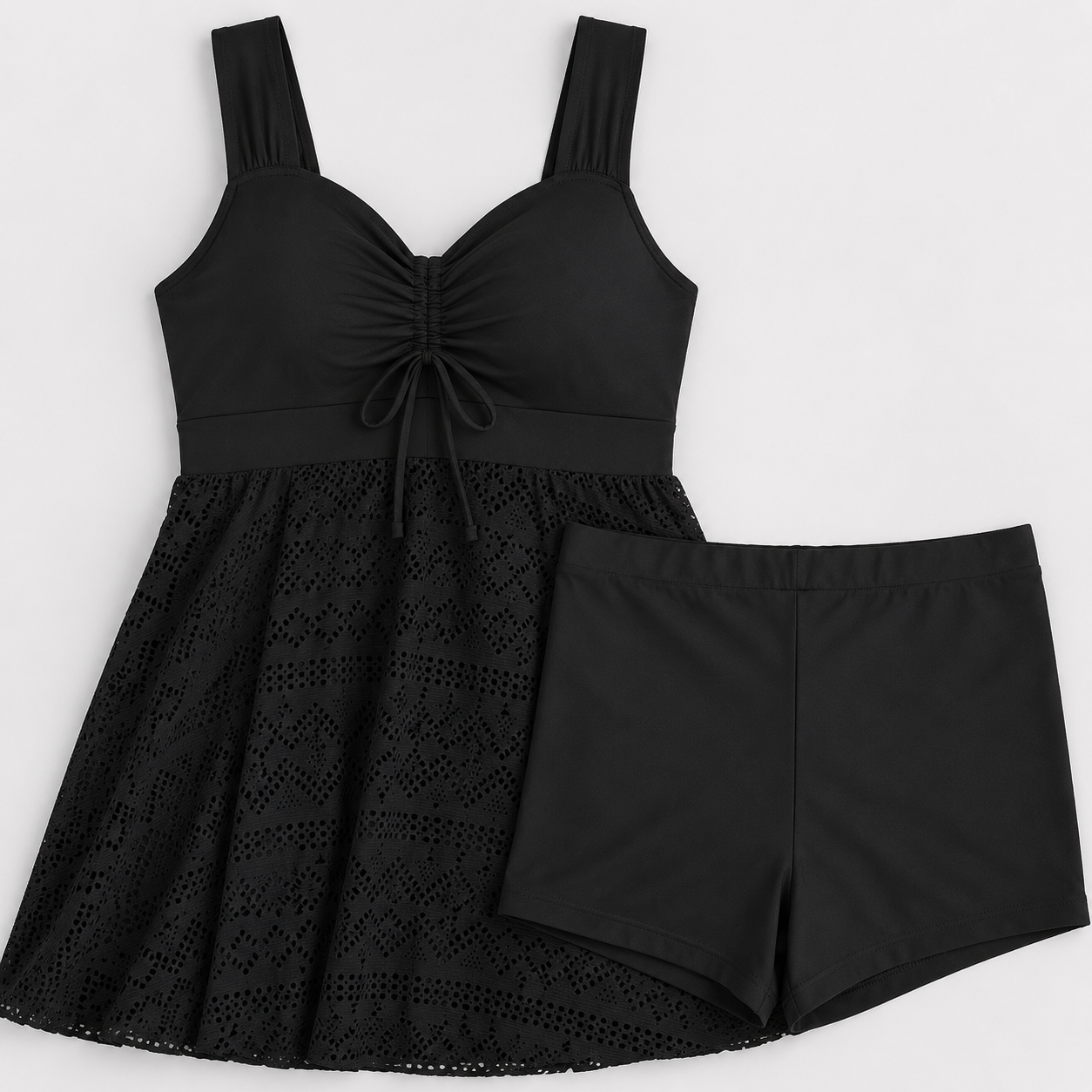 2-Piece Swim Dress Tummy Control Bathing Suit Tankini with shorts - Luxxella