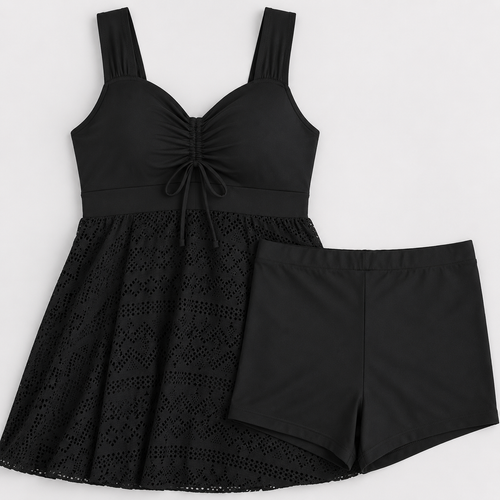 2-Piece Swim Dress Tummy Control Bathing Suit Tankini with shorts - Luxxella