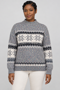 Pull col montant Fair Isle Motif flocon de neige nordique Tricot pull Hiver Fêtes Manches longues