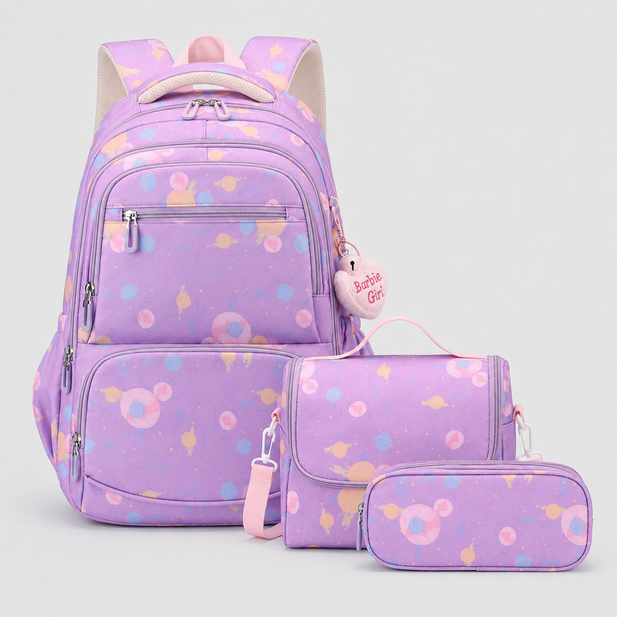 Girls School Backpack - Cute Pastel Printed Bookbag Waterproof Lightweight Kids Elementary Travel Rucksack