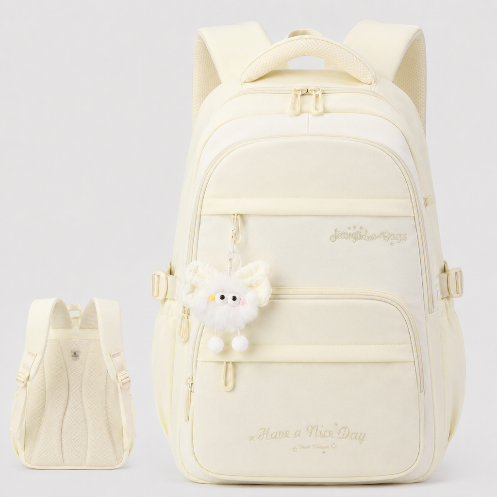 Girls School Backpack - Cute Pastel Printed Bookbag Waterproof Lightweight Kids Elementary Travel Rucksack