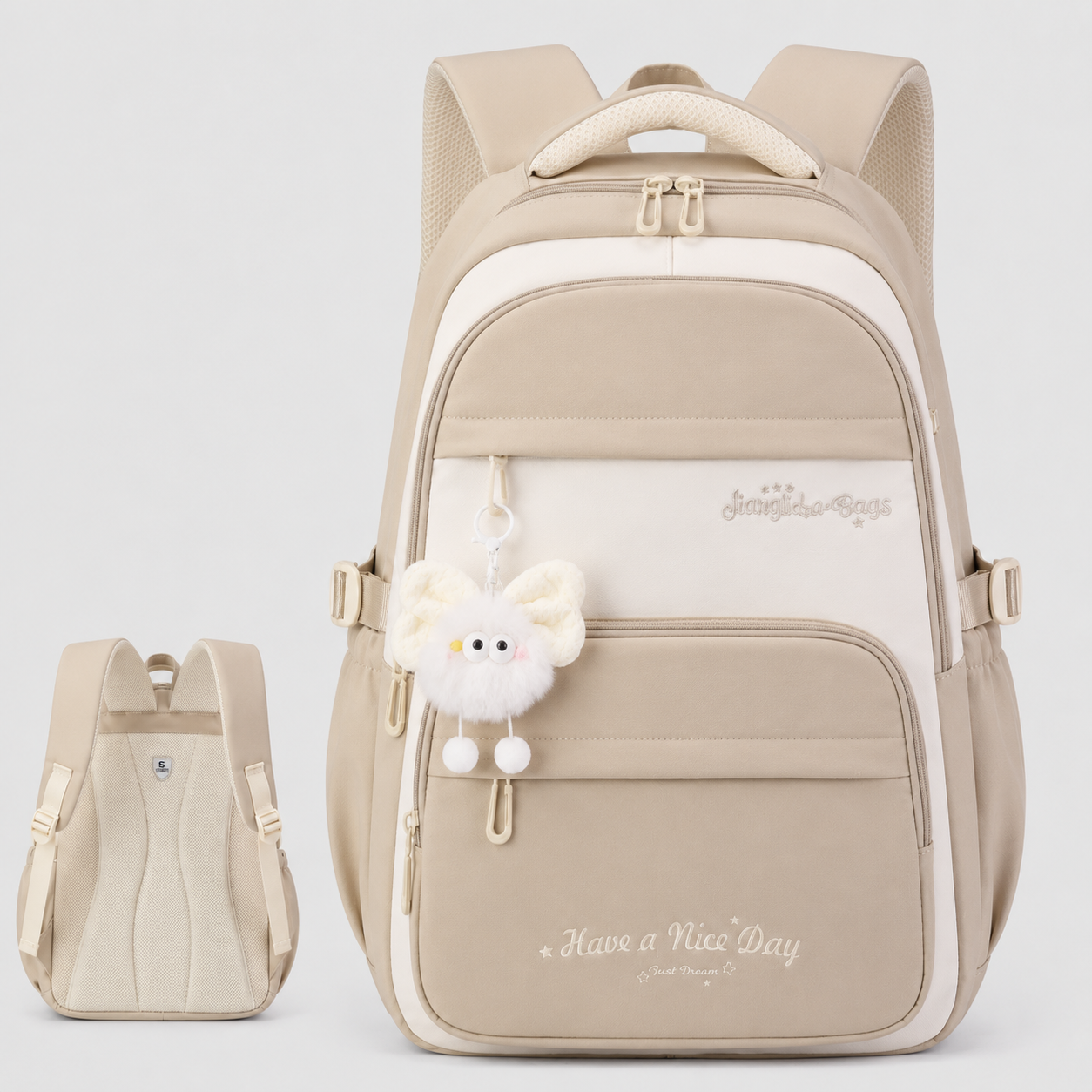 Girls School Backpack - Cute Pastel Printed Bookbag Waterproof Lightweight Kids Elementary Travel Rucksack