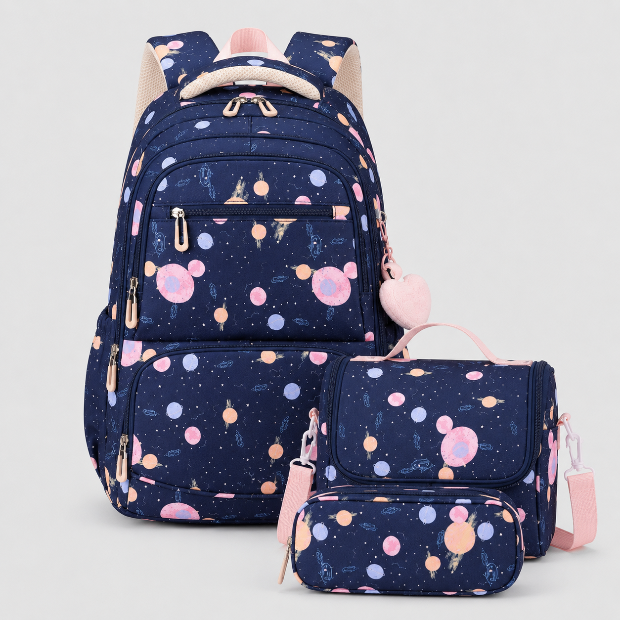 Girls School Backpack - Cute Pastel Printed Bookbag Waterproof Lightweight Kids Elementary Travel Rucksack