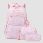 Girls School Backpack - Cute Pastel Printed Bookbag Waterproof Lightweight Kids Elementary Travel Rucksack