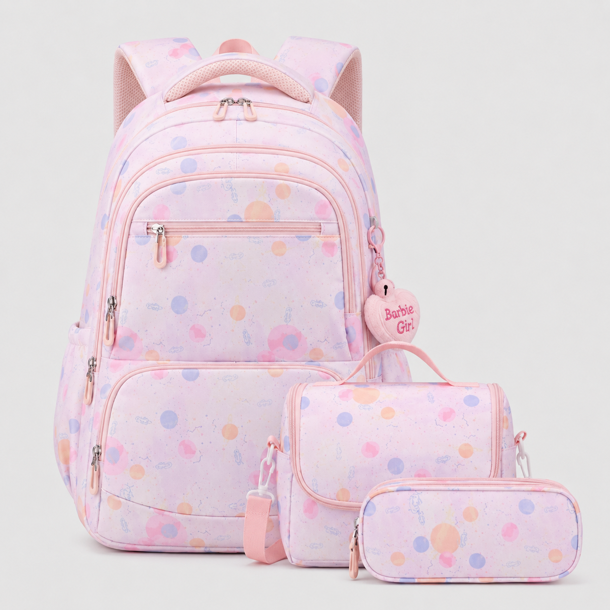 Girls School Backpack - Cute Pastel Printed Bookbag Waterproof Lightweight Kids Elementary Travel Rucksack