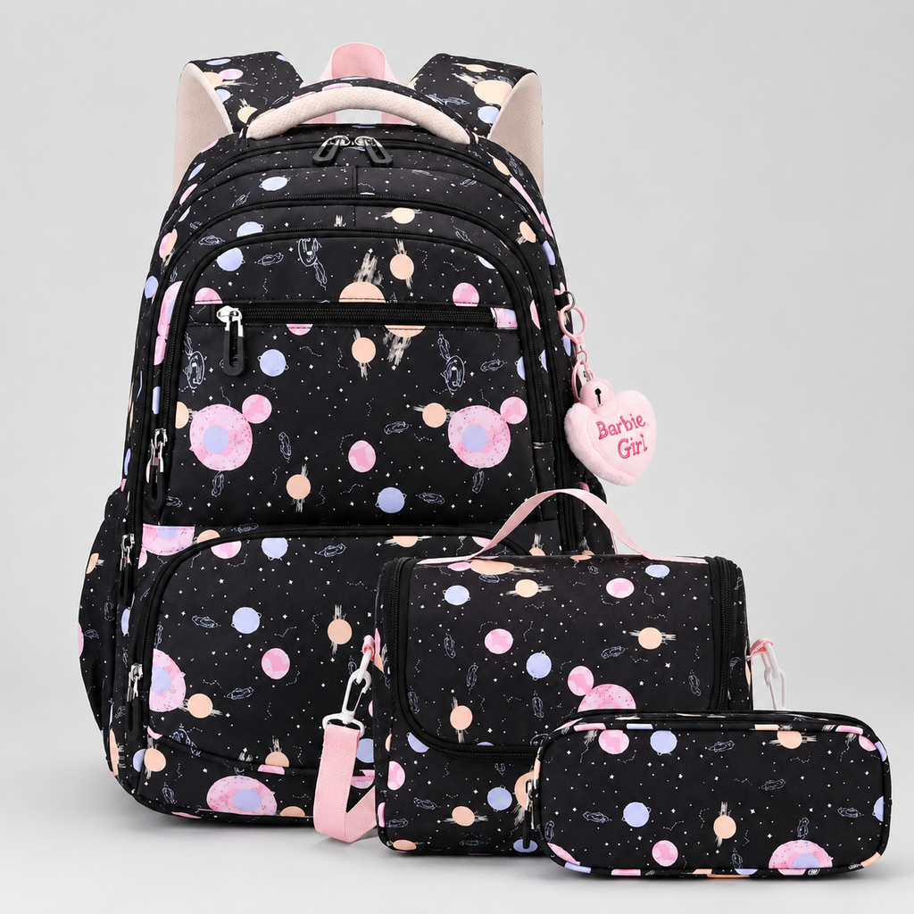 Girls School Backpack - Cute Pastel Printed Bookbag Waterproof Lightweight Kids Elementary Travel Rucksack