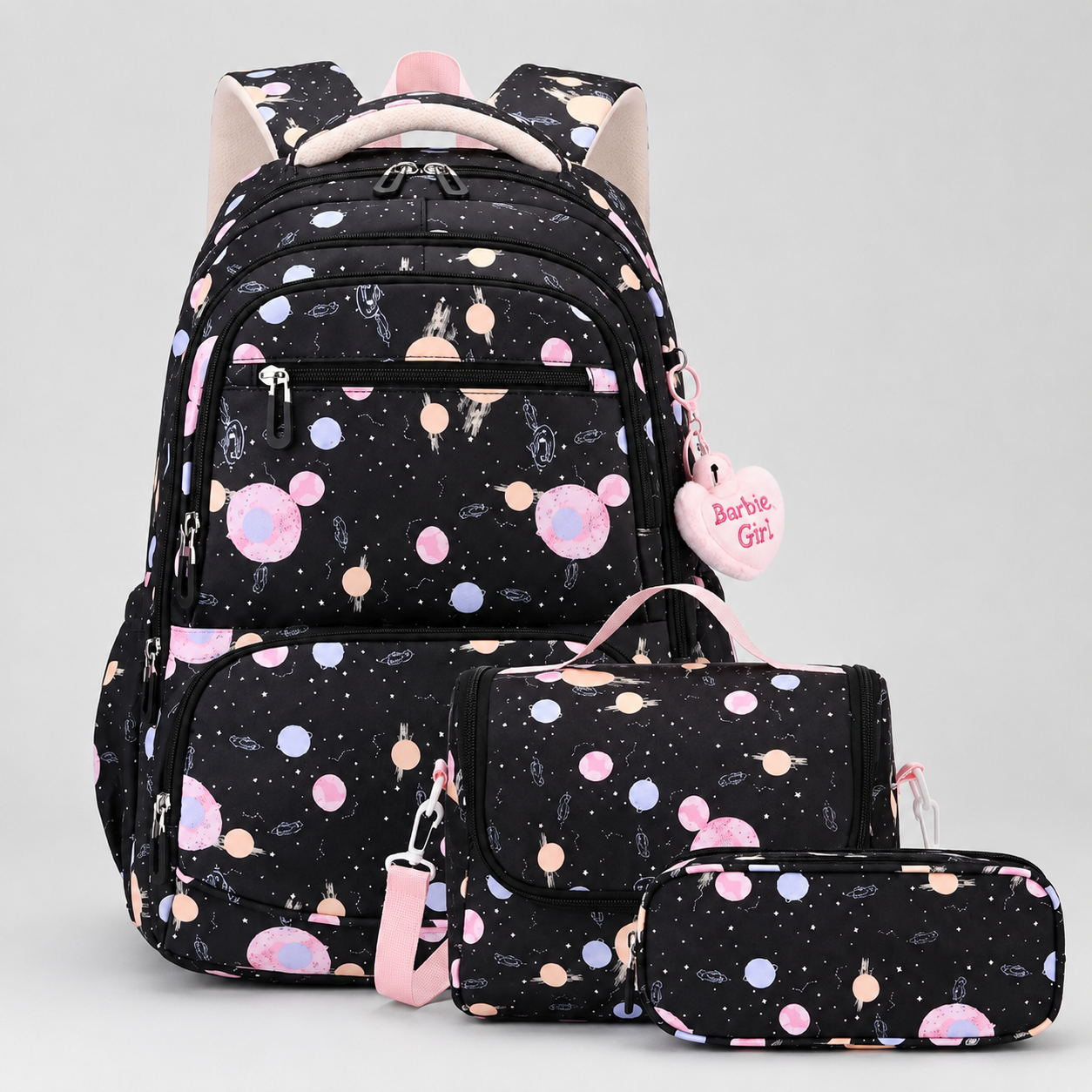 Girls School Backpack - Cute Pastel Printed Bookbag Waterproof Lightweight Kids Elementary Travel Rucksack