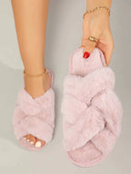 Open Toe Memory Foam Slippers – Cozy Faux Fur Lined Indoor House Shoes - Luxxella