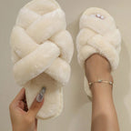 Open Toe Memory Foam Slippers – Cozy Faux Fur Lined Indoor House Shoes - Luxxella