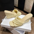 Casual Wedge Heel Slide Sandals – Open Toe One‑Strap Retro Style - Luxxella