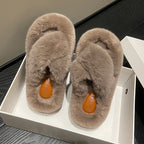 Premium Faux Fur Slippers – Thick 7 cm Sole, Open‑Toe Comfy Style - Luxxella