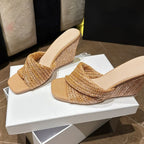 Casual Wedge Heel Slide Sandals – Open Toe One‑Strap Retro Style - Luxxella