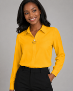 Long Sleeve Button Down Shirt - Collared V-Neck Casual Dress Blouse - Luxxella