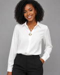 Long Sleeve Button Down Shirt - Collared V-Neck Casual Dress Blouse - Luxxella