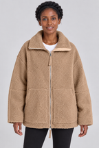 Veste polaire oversize en teddy avec fermeture éclair intégrale, mélange de laine, fausse fourrure Sherpa, manteau chaud d'hiver