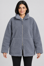 Veste polaire oversize en teddy avec fermeture éclair intégrale, mélange de laine, fausse fourrure Sherpa, manteau chaud d'hiver