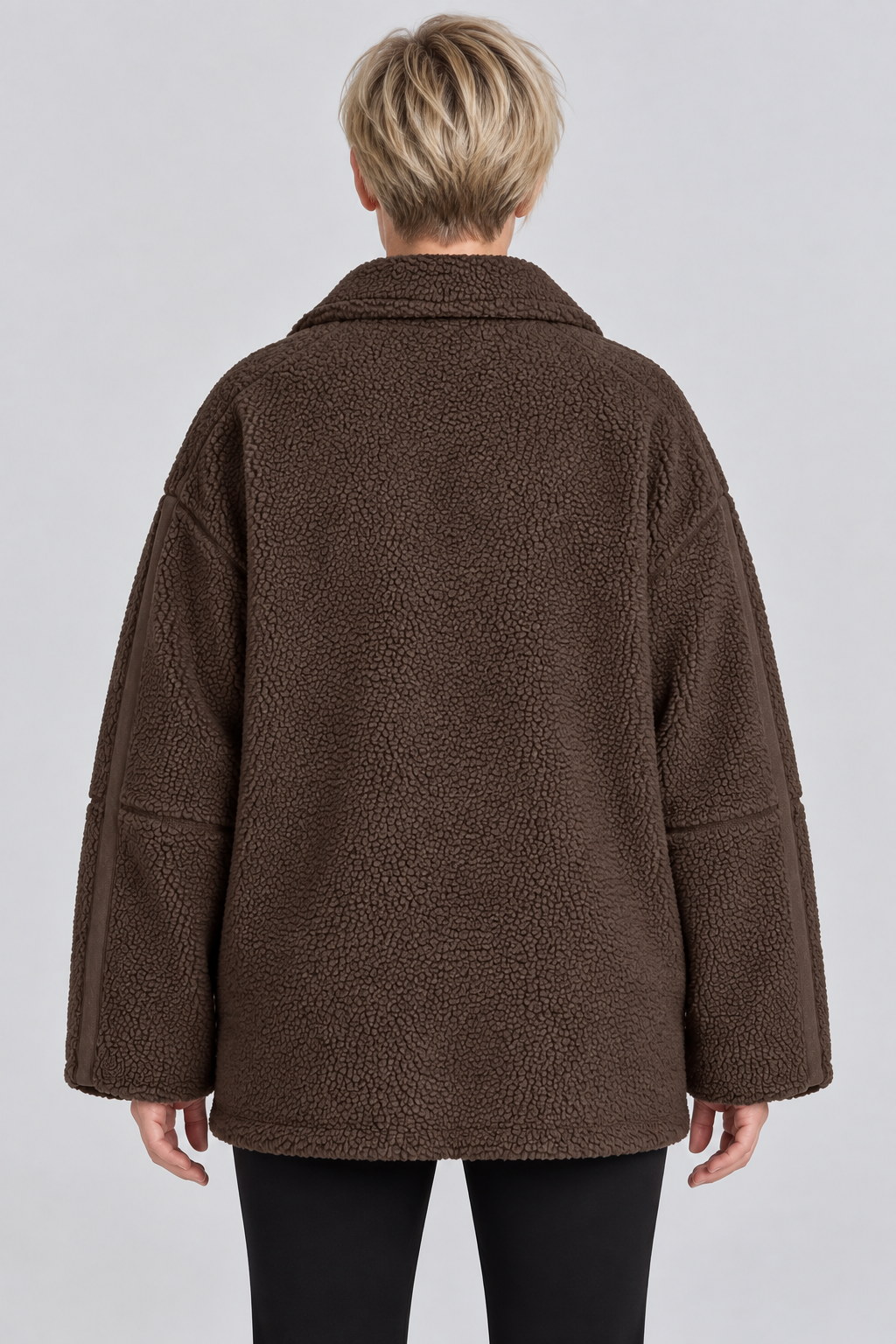 Veste polaire oversize en teddy avec fermeture éclair intégrale, mélange de laine, fausse fourrure Sherpa, manteau chaud d'hiver