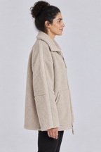 Veste polaire oversize en teddy avec fermeture éclair intégrale, mélange de laine, fausse fourrure Sherpa, manteau chaud d'hiver