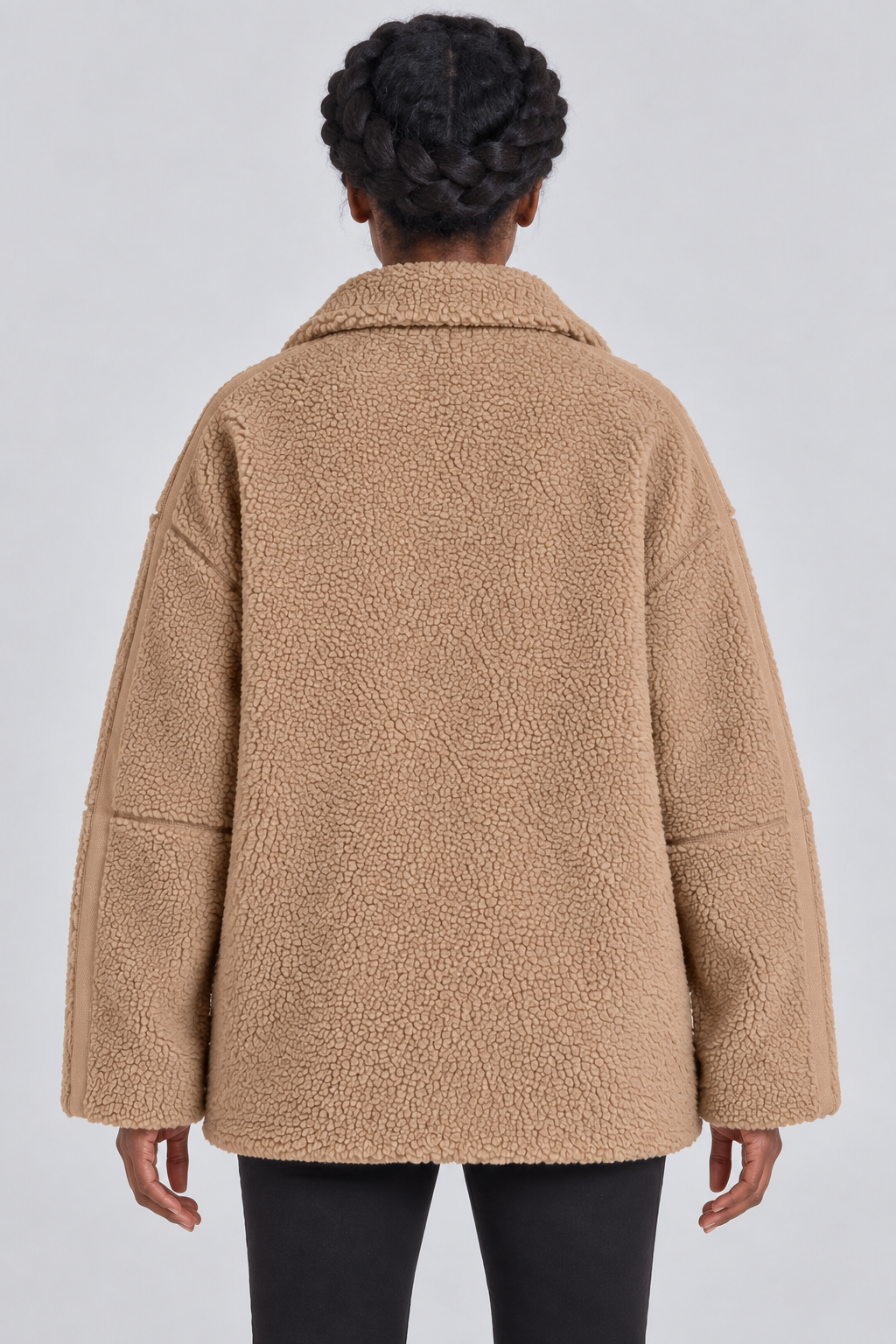Veste polaire oversize en teddy avec fermeture éclair intégrale, mélange de laine, fausse fourrure Sherpa, manteau chaud d'hiver