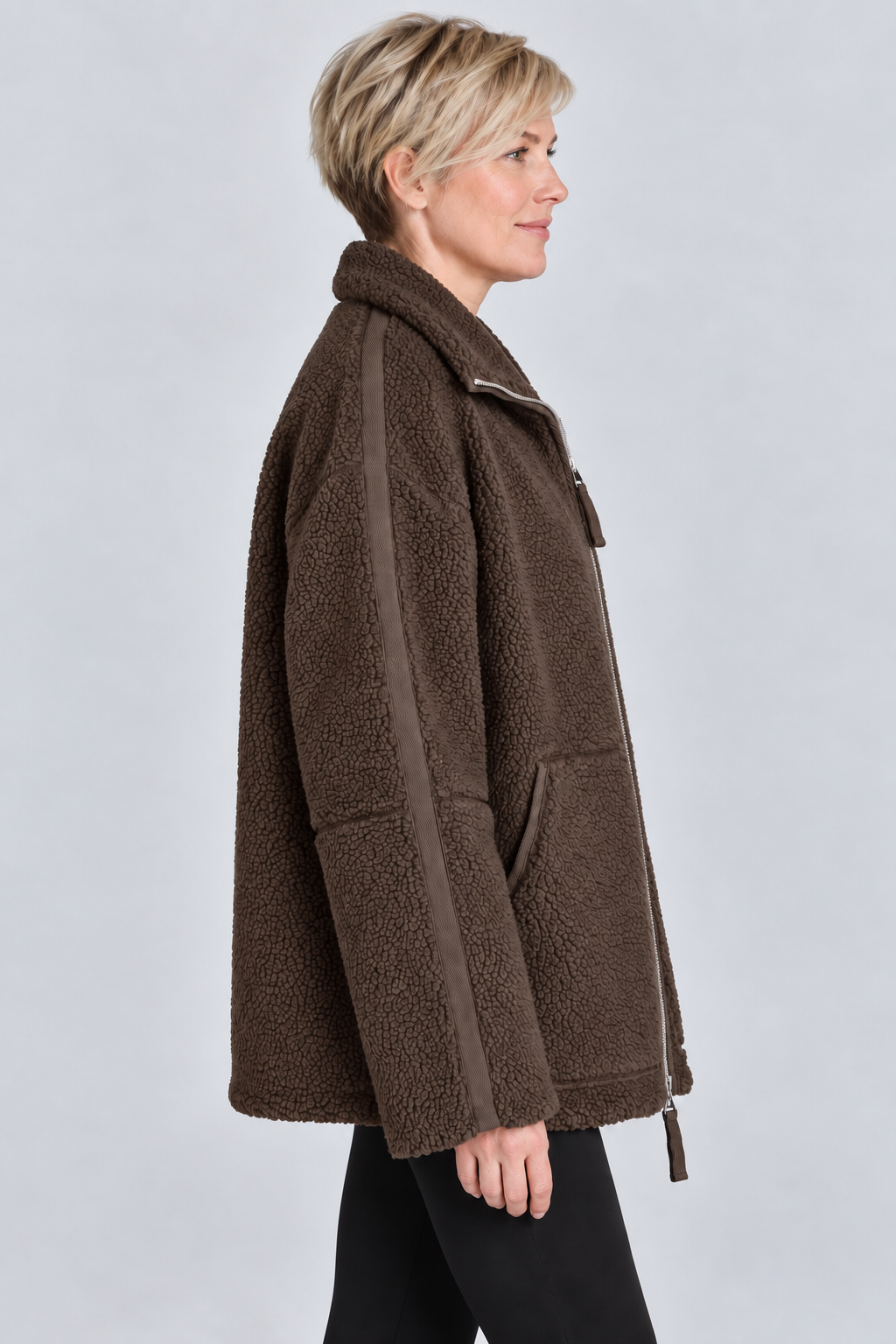 Veste polaire oversize en teddy avec fermeture éclair intégrale, mélange de laine, fausse fourrure Sherpa, manteau chaud d'hiver