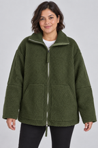 Veste polaire oversize en teddy avec fermeture éclair intégrale, mélange de laine, fausse fourrure Sherpa, manteau chaud d'hiver