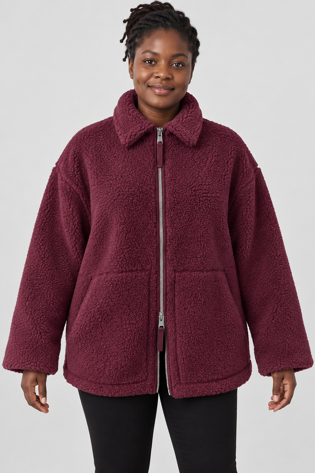 Veste polaire oversize en teddy avec fermeture éclair intégrale, mélange de laine, fausse fourrure Sherpa, manteau chaud d'hiver