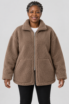 Veste polaire oversize en teddy avec fermeture éclair intégrale, mélange de laine, fausse fourrure Sherpa, manteau chaud d'hiver