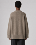 Women's Wool Oversized Button-Up Cardigan - Autumn Winter Marled Knit Relaxed Sweater - Luxxella