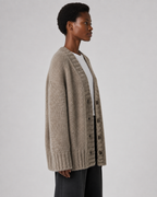 Women's Wool Oversized Button-Up Cardigan - Autumn Winter Marled Knit Relaxed Sweater - Luxxella