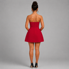 Strapless Carrie Mini Dress – Elegant Black Crepe Hourglass Corset Dress - Luxxella