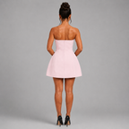 Strapless Carrie Mini Dress – Elegant Black Crepe Hourglass Corset Dress - Luxxella