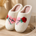 Fuzzy Heart Slippers - Cozy Cupid Love Indoor House Shoes - Luxxella