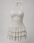 Vintage Polka Dot Swim Dress – Tiered Skirt Bathing Suit - Luxxella