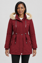 Winter Parka Coat Faux Fur Hooded Sherpa-Lined Jacket Warm Fleece Anorak Outerwear