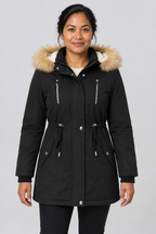 Winter Parka Coat Faux Fur Hooded Sherpa-Lined Jacket Warm Fleece Anorak Outerwear