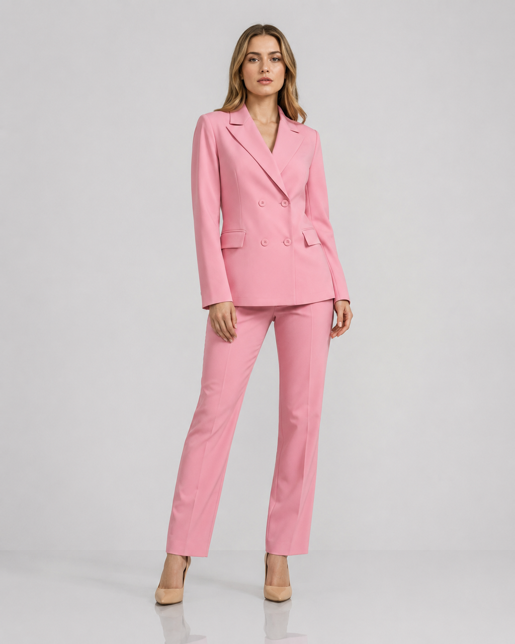 Double Breasted Blazer Pants Suit - 2 Piece Business Formal Trousers Set - Luxxella