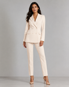 Double Breasted Blazer Pants Suit - 2 Piece Business Formal Trousers Set - Luxxella