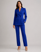Double Breasted Blazer Pants Suit - 2 Piece Business Formal Trousers Set - Luxxella