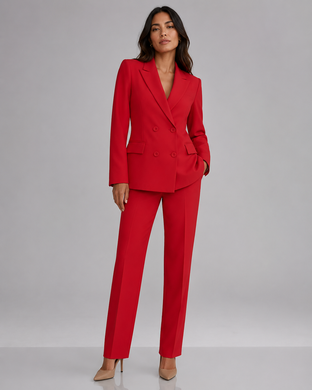 Double Breasted Blazer Pants Suit - 2 Piece Business Formal Trousers Set - Luxxella