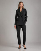 Double Breasted Blazer Pants Suit - 2 Piece Business Formal Trousers Set - Luxxella