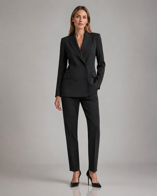Double Breasted Blazer Pants Suit - 2 Piece Business Formal Trousers Set - Luxxella
